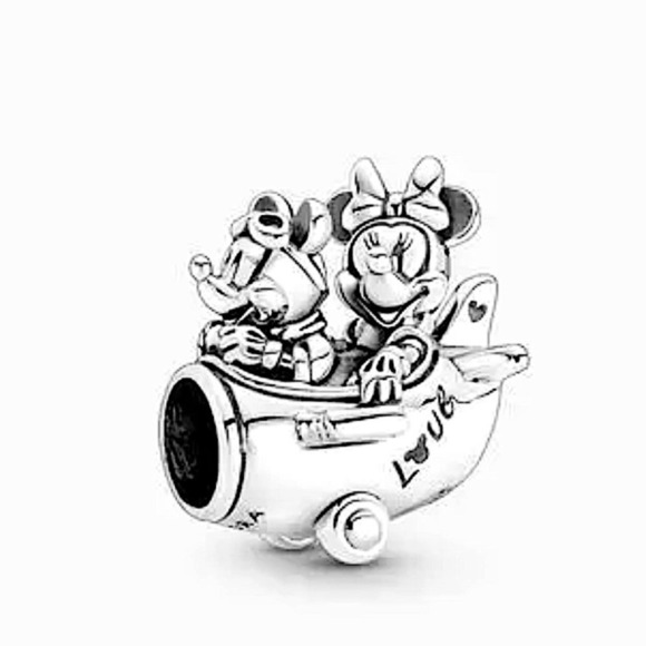 Sterling Silver Mickey Minnie Mouse Air Plane Charm For Charm Bracelet - Picture 2 of 2